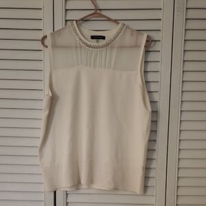 Cable & Gauge Cream Sleeveless Blouse